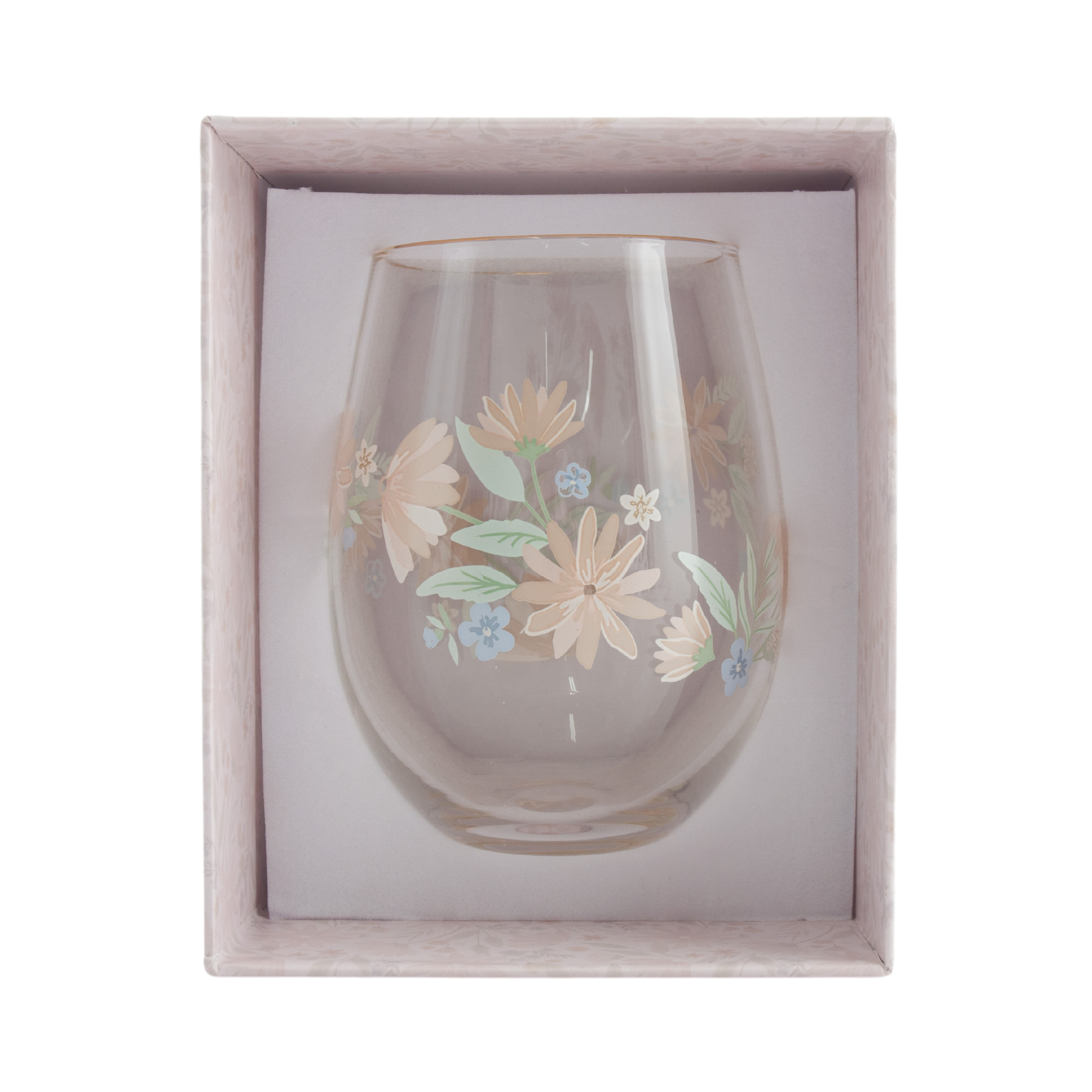 Printed Stemless Glass - Blushing Floral
